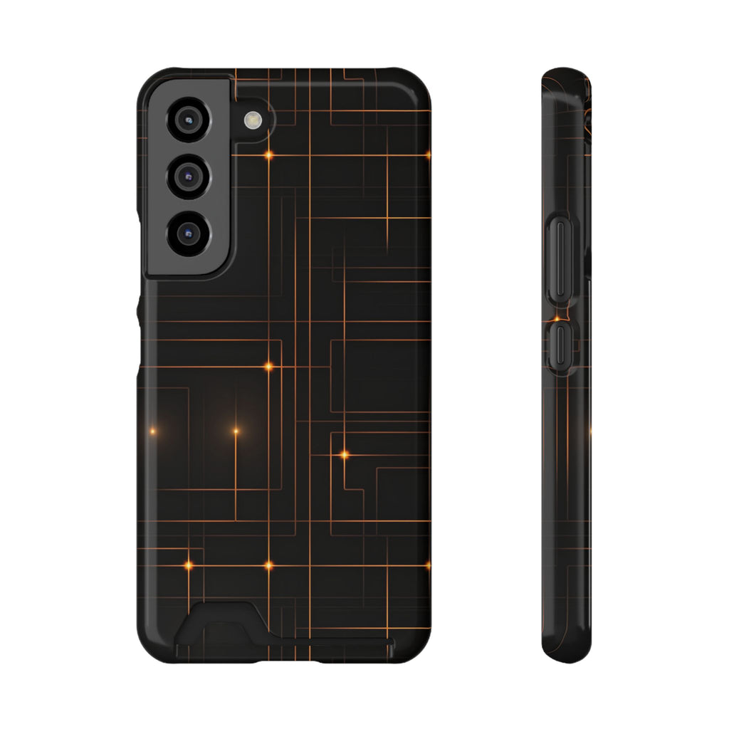 Phone case with geometric pattern on a black background