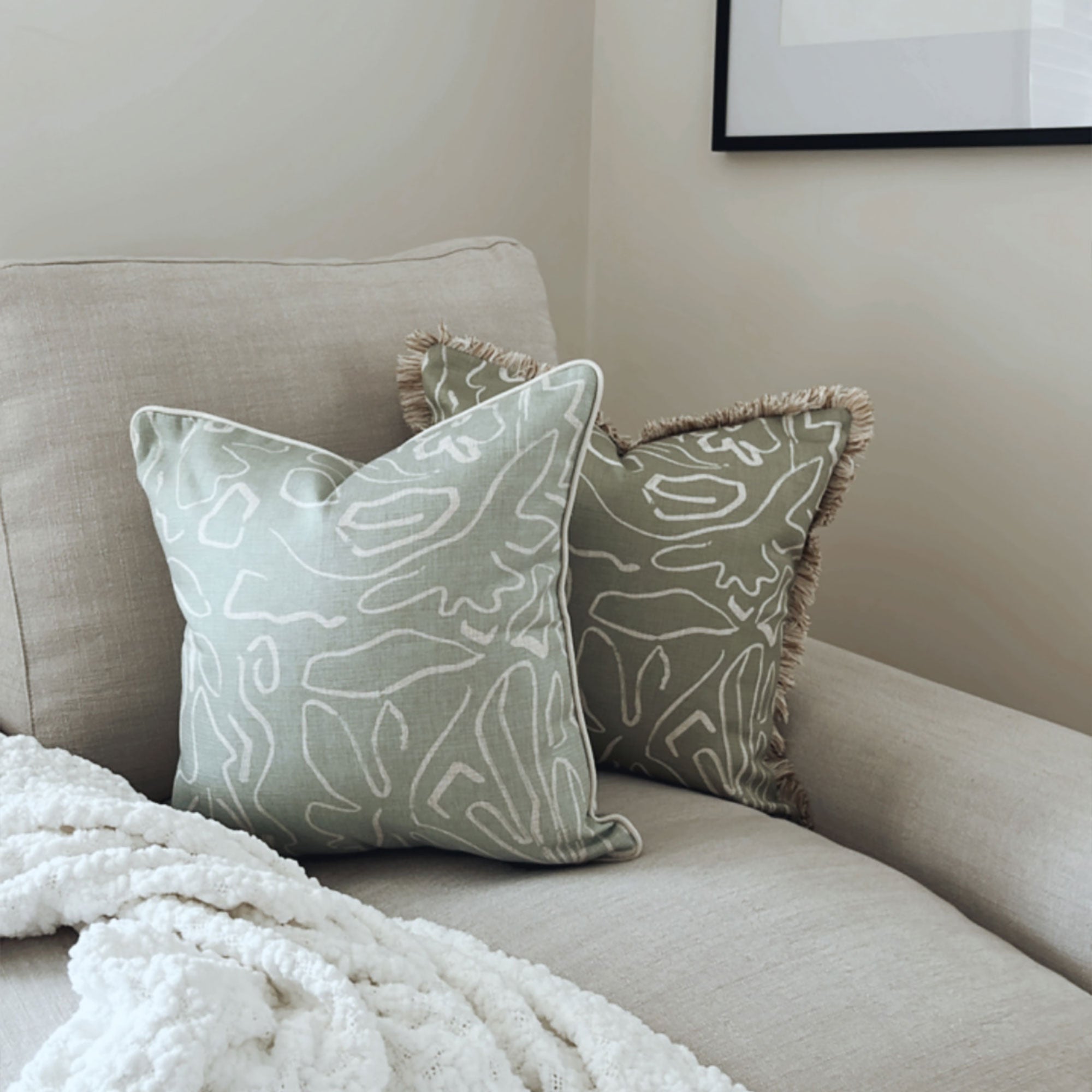 Cushion Cover-With Piping-Playa Seafoam-45cm x 45cm
