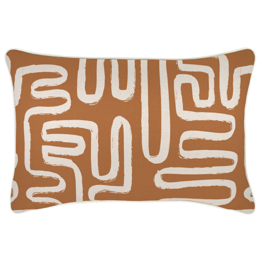 Cushion Cover-With Piping-Maze Rust-35cm x 50cm