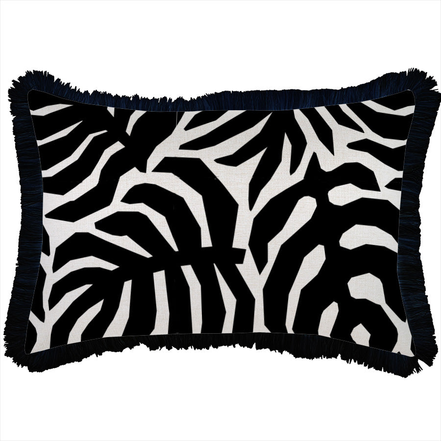 Cushion Cover-Coastal Fringe Black-Casa Palms Black-35cm x 50cm