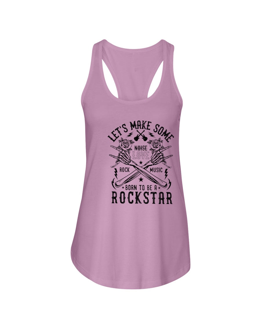 Pink tank top with black text and graphics on a white background