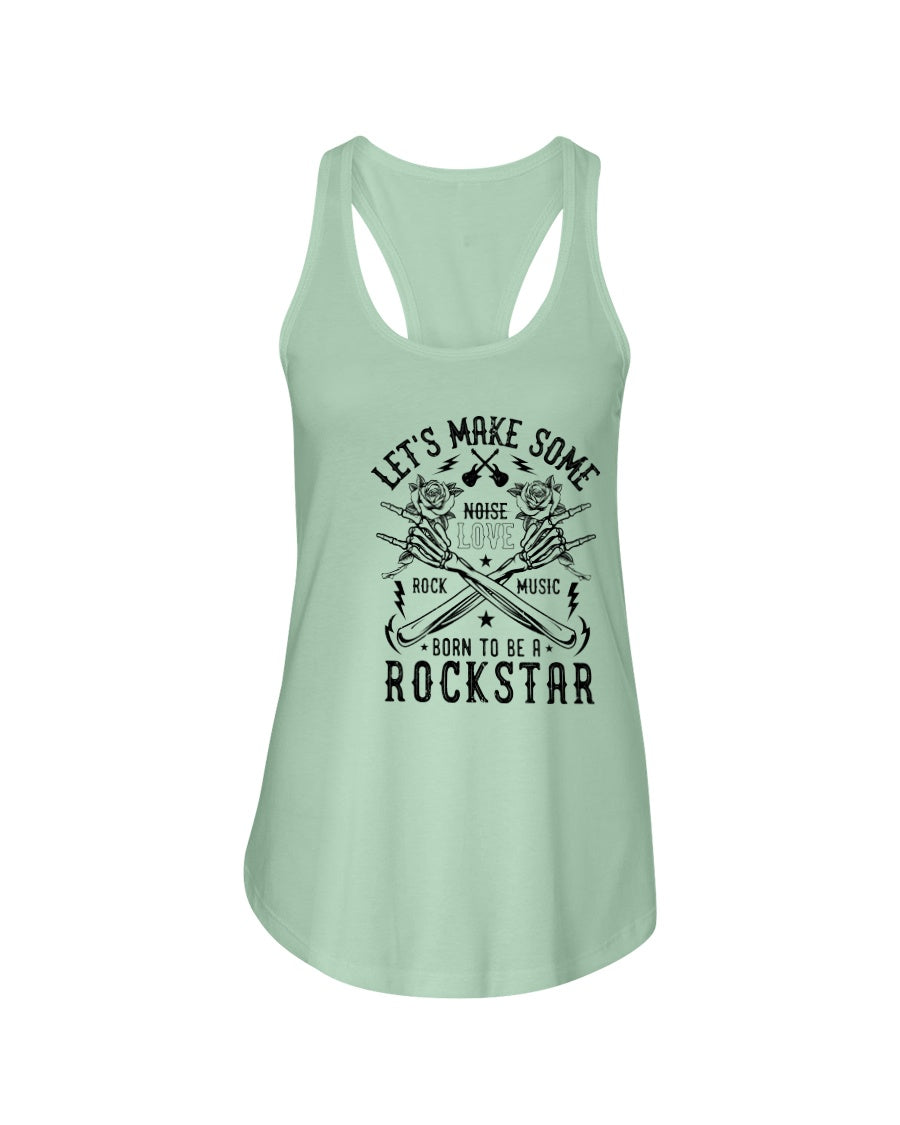 Mint green tank top with black graphic and text on a white background