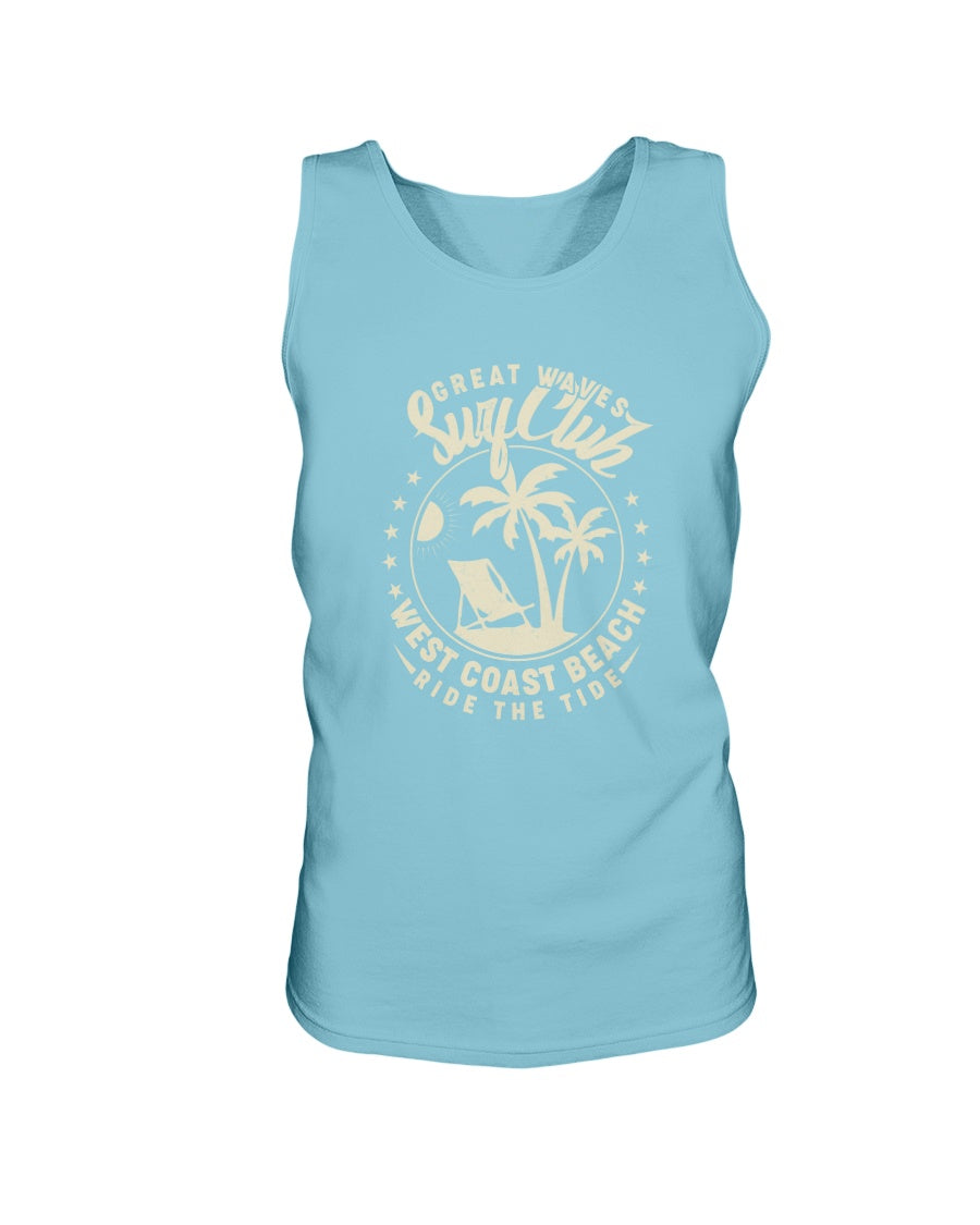 Teal tank wth surf club print