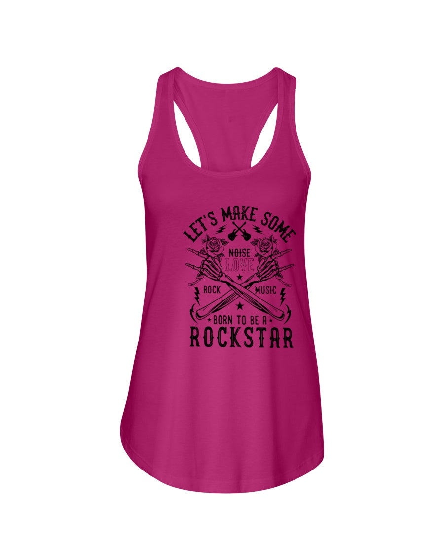 Pink tank top with black graphic and text on a white background