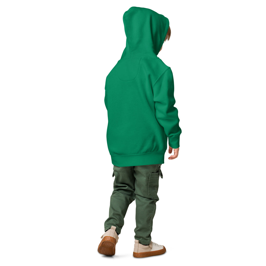Person wearing a green hoodie and cargo pants on a white background